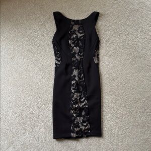 Bebe Black and Silver Embellished Sheath Dress